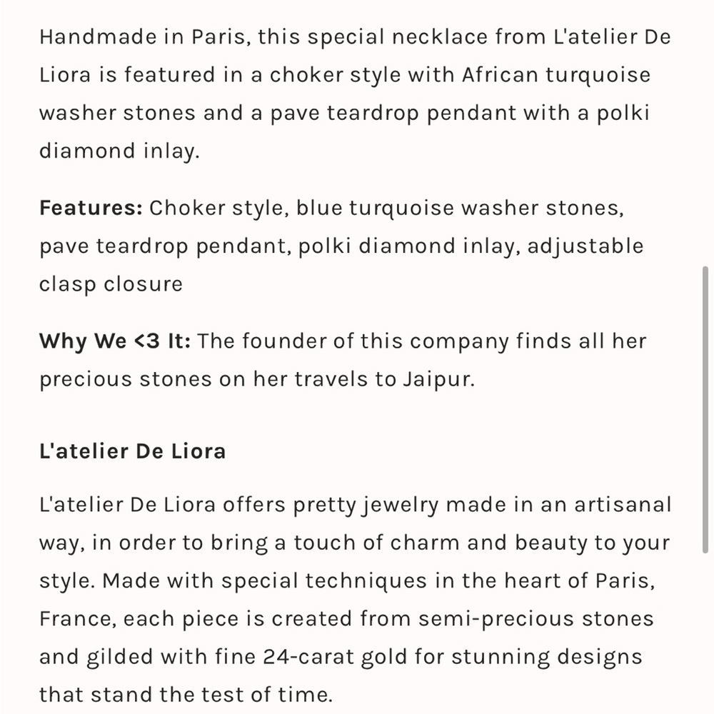 L’ atelier De Liora Polki Diamond Turquoise Necklace - Picture 3 of 13